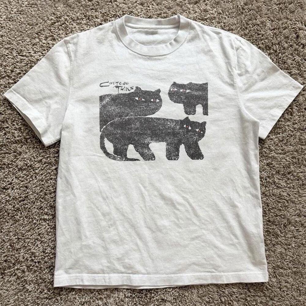 White Cocteau Twins Cat Band Tee